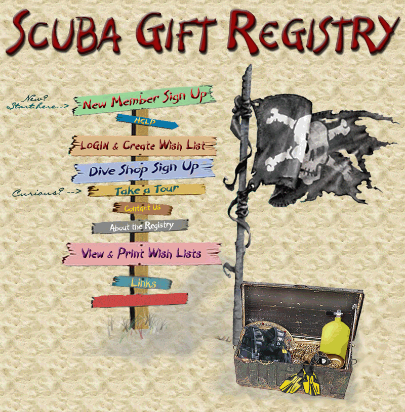 Scuba Gift Registry Signpost